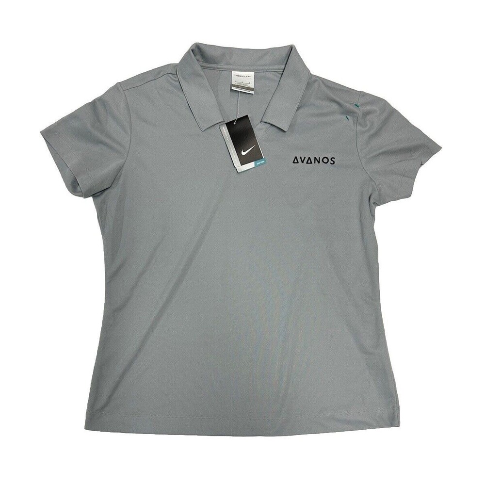 Nike Dri-Fit Polo Shirt Women's Large L Golf Performance Gray Short Sleeve Top